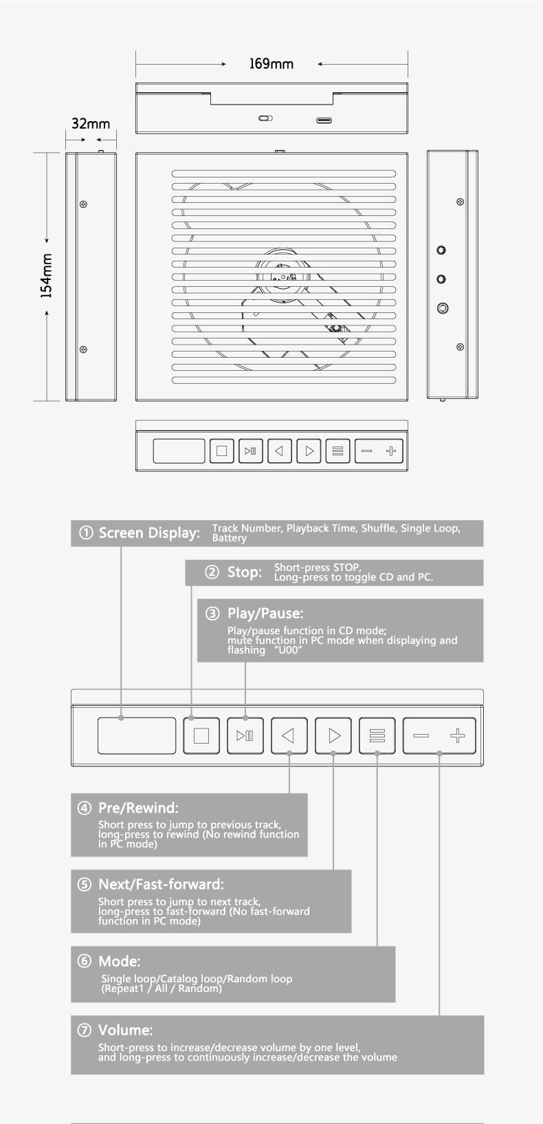 Moondrop MOONDROP DISCDREAM 2 Ultra Portable CD Player Dual dac 4.4 Balanced Output