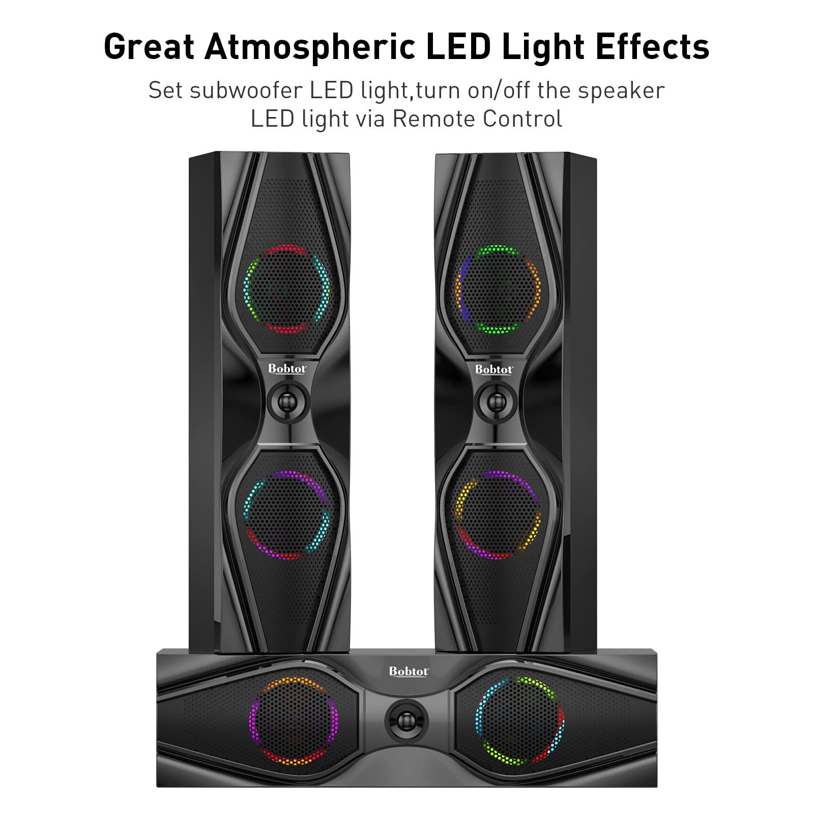 Bobtot Bobtot Home Theater Systems Surround Sound Speakers - 1200 Watts 10 inch Subwoofer 5.1/2.1 Channel Audio Stereo System with HDMI ARC Optical Bluetooth Input for 4K TV Ultra HD AV DVD FM Radio USB