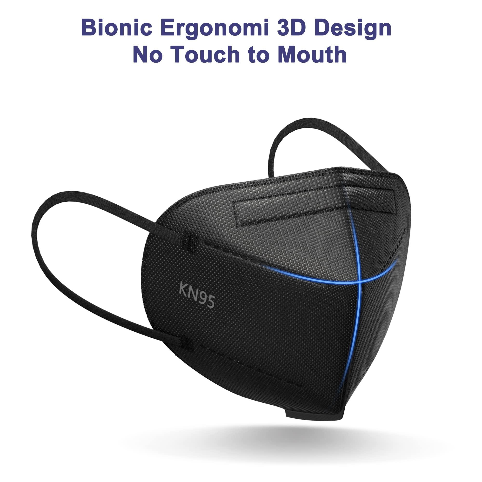 TOPMAX TOPMAX KN95 Face Masks 40 Pack Individually Wrapped 5-Ply Breathable Filter Efficiency95% Protective Cup Dust Disposable Masks Against PM2.5 Black