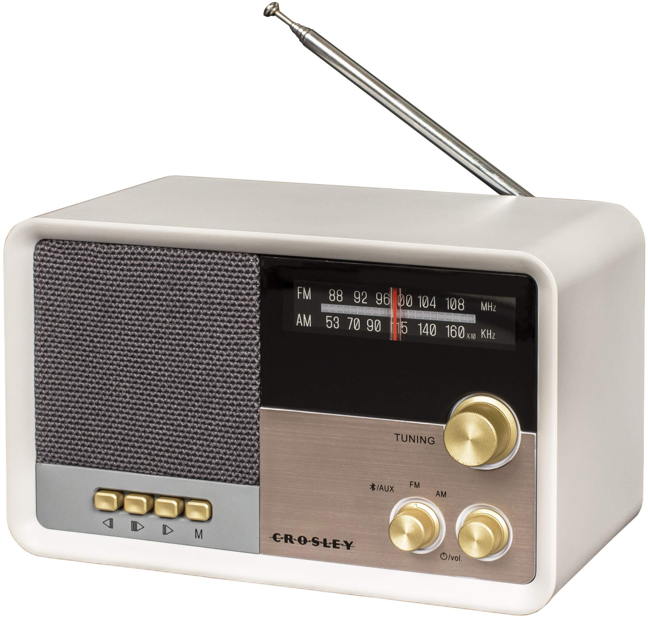 Crosley Crosley CR3036D-WS Tribute Vintage AM/FM Bluetooth Radio, White Sand