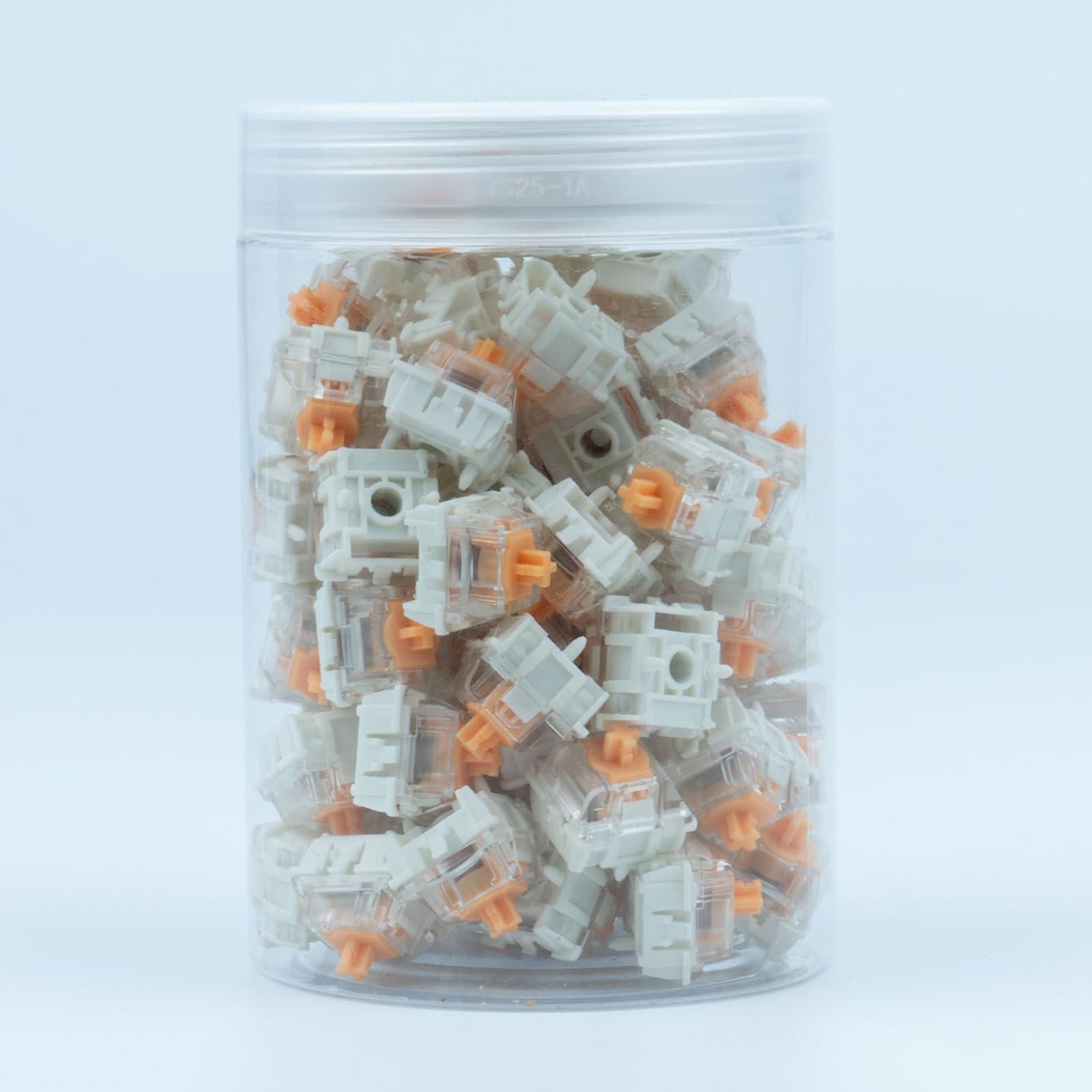 GATERON GATERON KS-20 Dual-Rail Magnetic Orange Keyboard Switches, Linear Factory Pre-lubed Freely Setting Pre-Travel Key Switches for Mechanical Keyboard(70PCS)