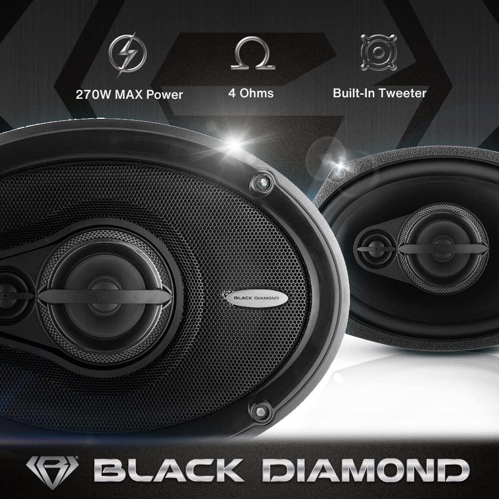 BLACK DIAMOND BLACK DIAMOND DIA-69.3 6 x 9 Coaxial Car Speakers 3 -Way 270 Watts 4-Ohm Car Audio Stereo System 6x9 Speakers - Removable Grill Included (Sold in Pairs)