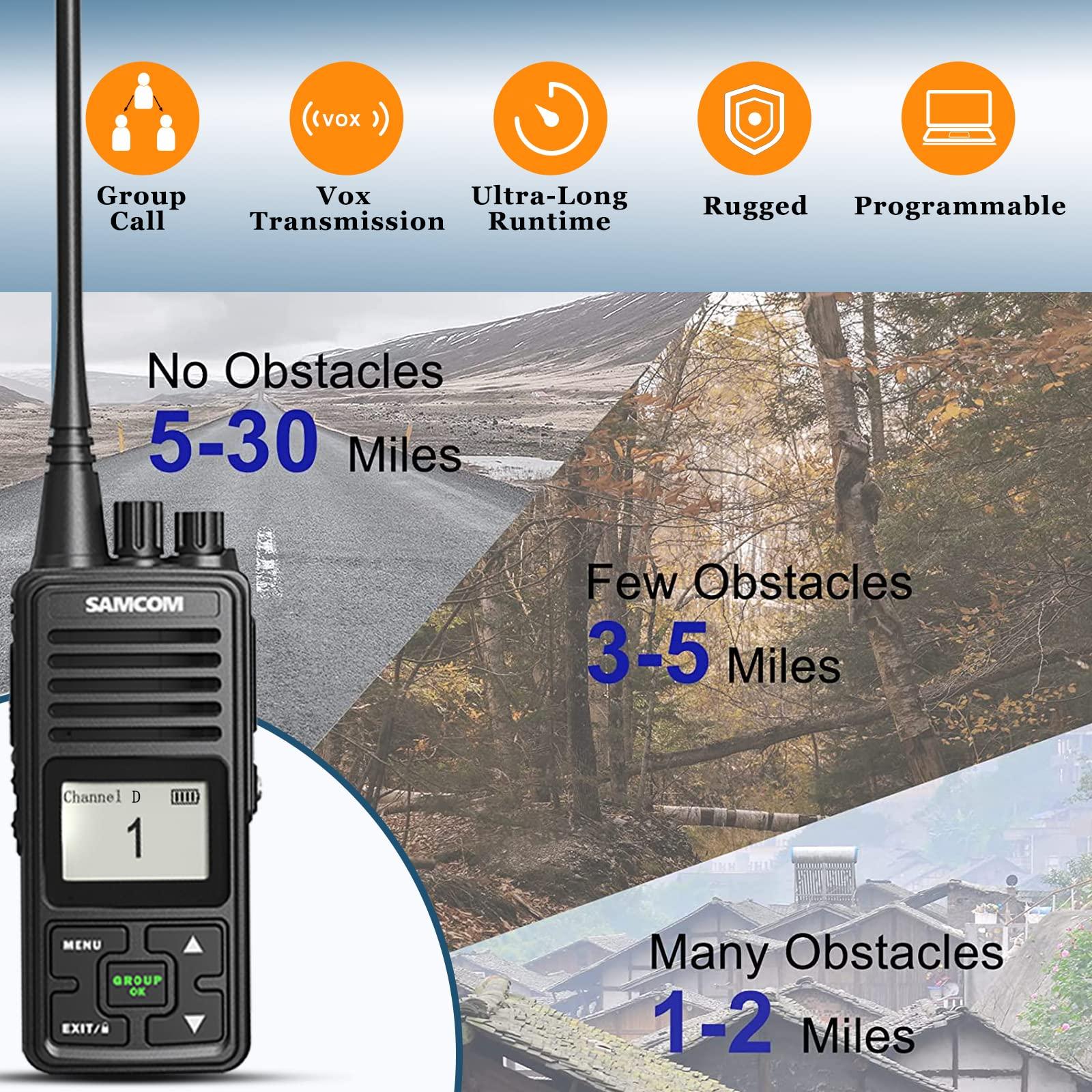 SAMCOM SAMCOM 3 Pack FPCN10A Two-Way Radios with 3 Pcs Wireless Earpiece with Mic for Walkie Talkies Long Range