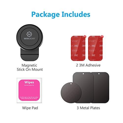 WixGear WixGear Magnetic Mount, Universal Stick-On Dashboard Magnetic Car Mount Holder, for Cell Phones and Mini Tablets with Fast Swift-snap Technology, Magnetic Cell Phone Mount