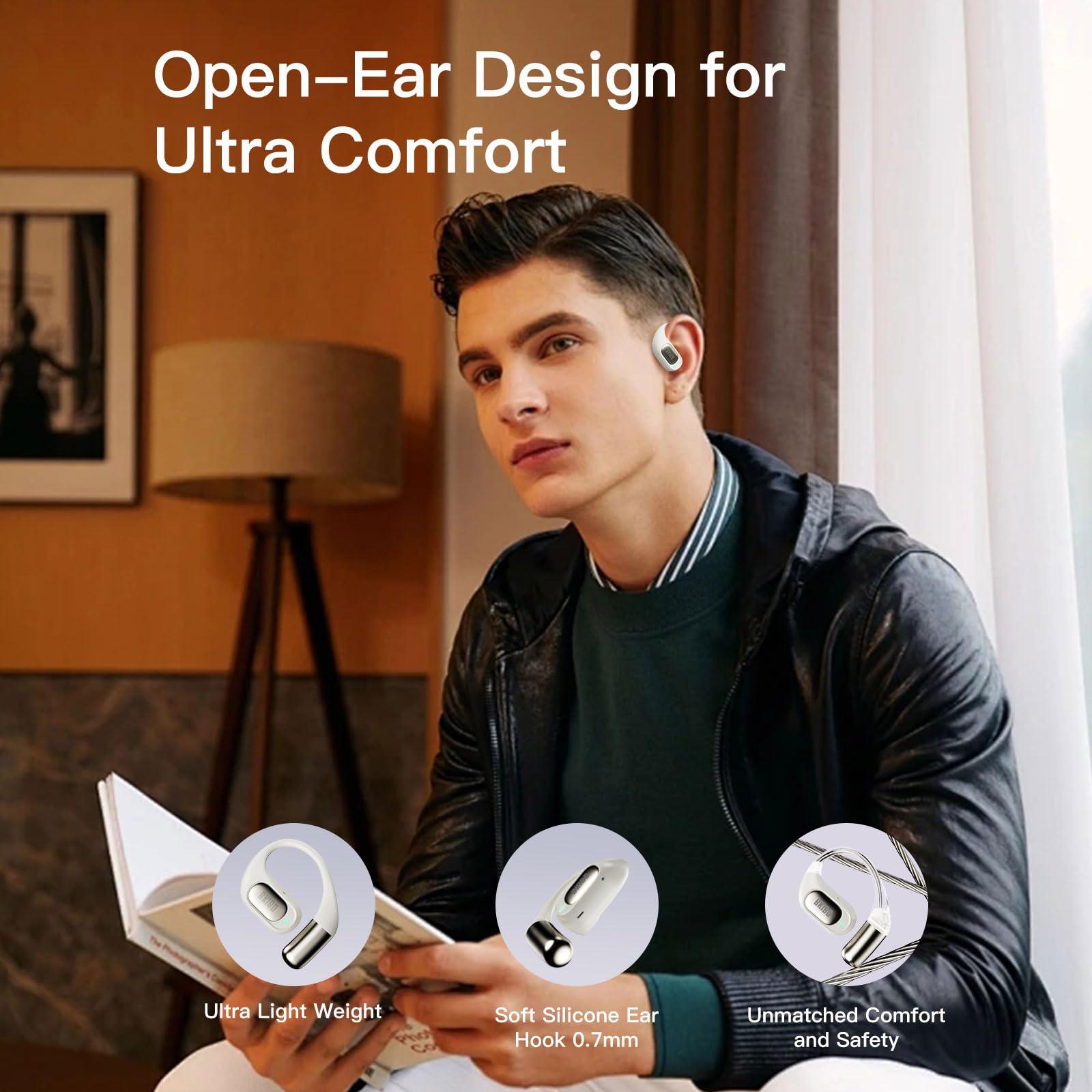 BKIBD BKIBD Open Ear Headphones Wireless Earbuds Bluetooth 5.4 Noise Cancelling Headphones Touch Control Air Conduction Sport Headsets IPX6 Waterproof Earphones Over Ear Headphones Running Workout (Skin)