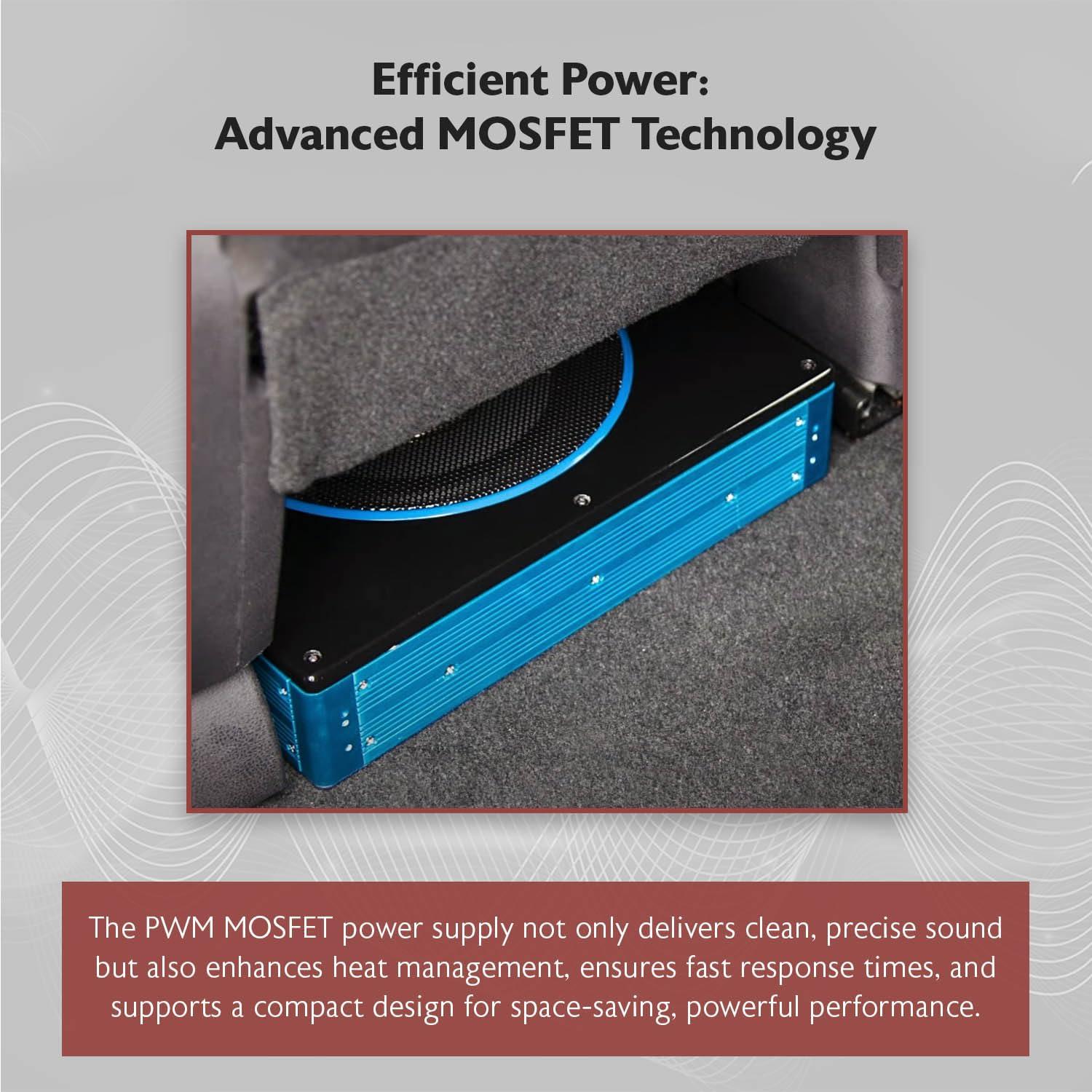 Rockville Rockville RW8CA 8" 600 Watt Low Profile Under-Seat Active Powered Car Subwoofer, Black