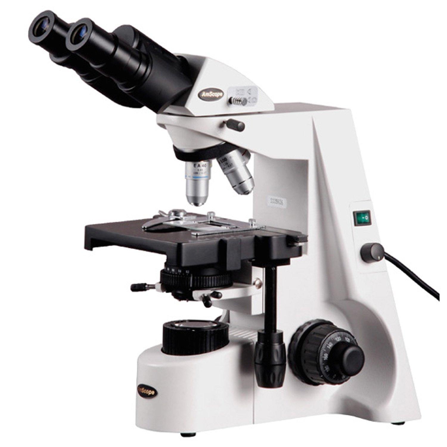 AmScope AmScope B660C Siedentopf Binocular Compound Microscope, 40X-2500X Magnification, WH10x and WH25x Super-Widefield Eyepieces, Semi-Plan Objectives, Brightfield, Kohler Condenser, Double-Layer Mechanical