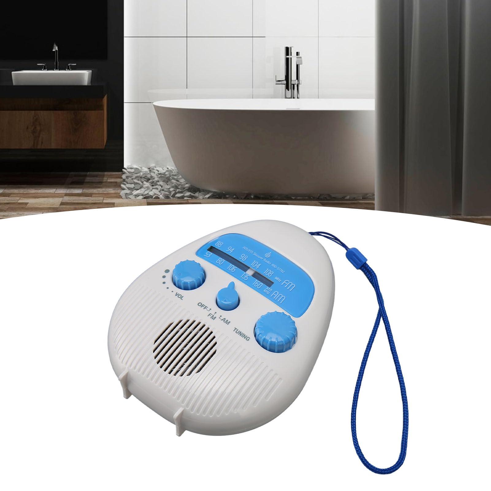 Sanpyl Shower Radio, Portable ABS Bathroom Radio with Built in Speaker Battery Operated, 88-108MHZ, 530-1605KHZShower Radio, Need:3 x Batteries(not includ