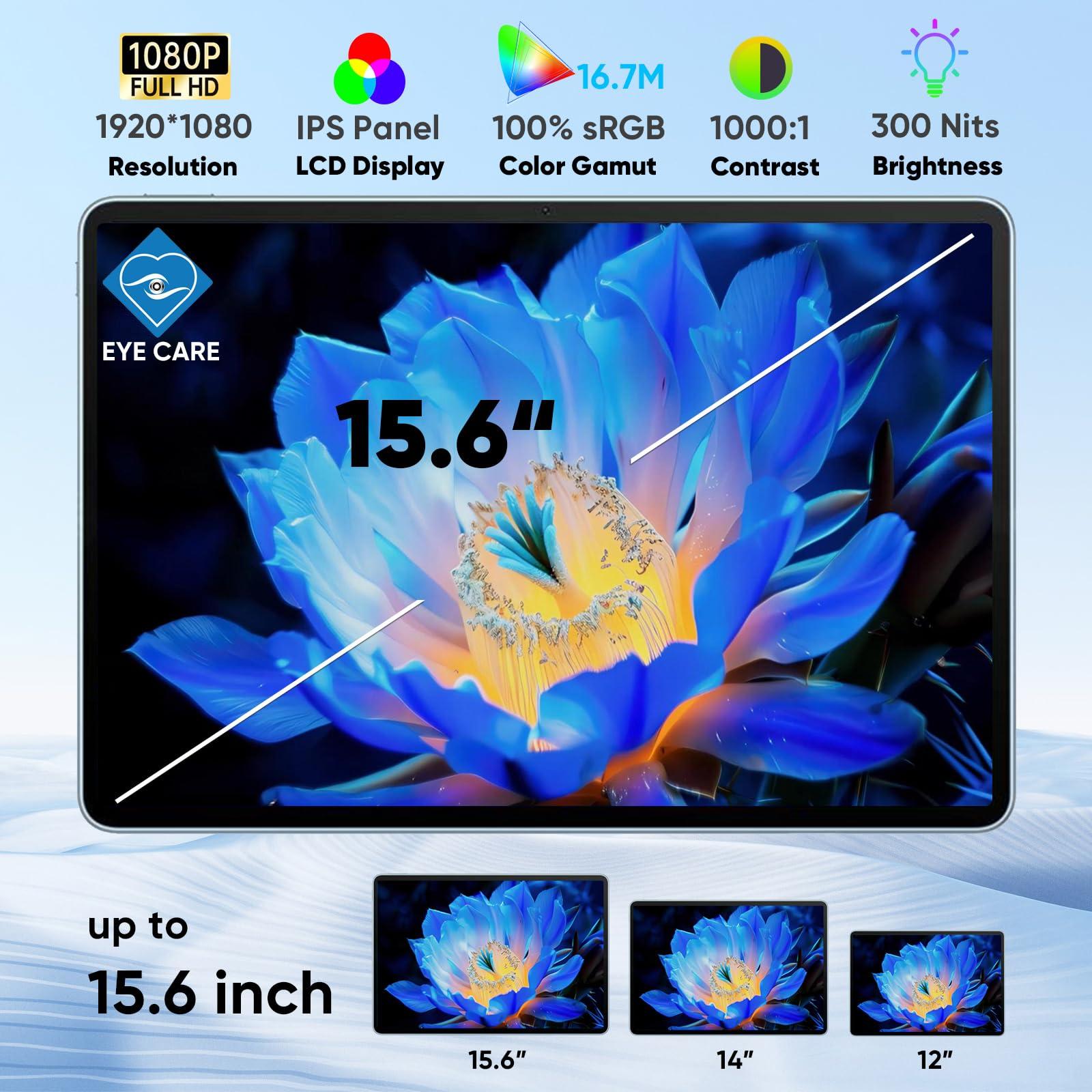 LXU Laptop Screen Extender, 15.6" FHD 1080P Laptop Monitor Extender, Dual/Triple Monitor Display, Portable Monitor for Laptops 12~18.5 Inch with HDMI, 360 Flip, Plug & Play for Windows/Mac//Switch/PS4