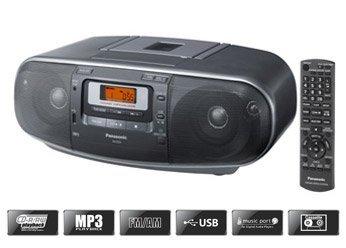 Panasonic Panasonic RX-D55GC-K Boombox - High Power Portable Stereo AM/FM Radio, MP3 CD, Tape Recorder with USB & Music Port Sound with 2-Way 4-Speaker (Black)
