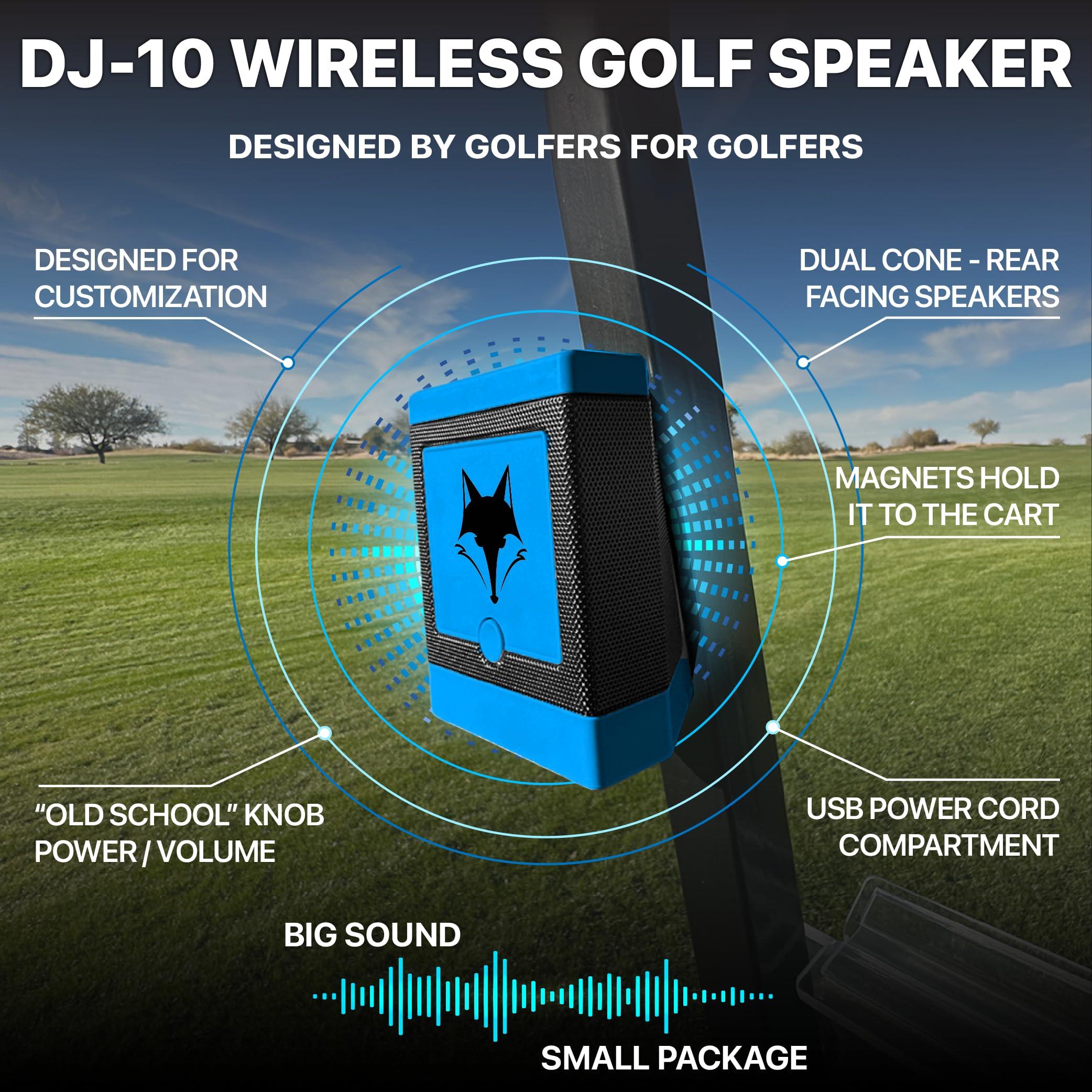 Desert Fox Desert Fox DJ-10 Wireless Golf Speaker - Bluetooth Speaker Built Specifically for Golf - Magnetic Attachment to Golf Cart (Gray w/US Flag)