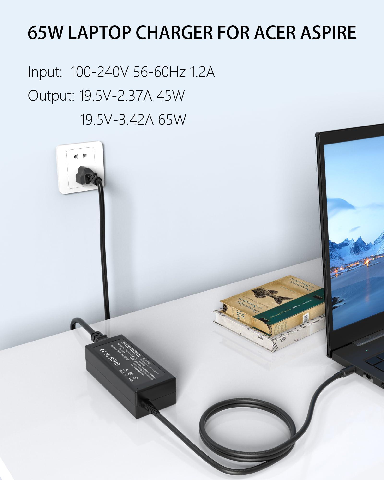 Nivjuky N23C3 N20C5 N20C4 65W Charger for Acer Aspire 3 5 Series, N15Q8 N15Q9 N15Q10 N16P1 N20C6 N19H2 Laptop Power Supply Cord