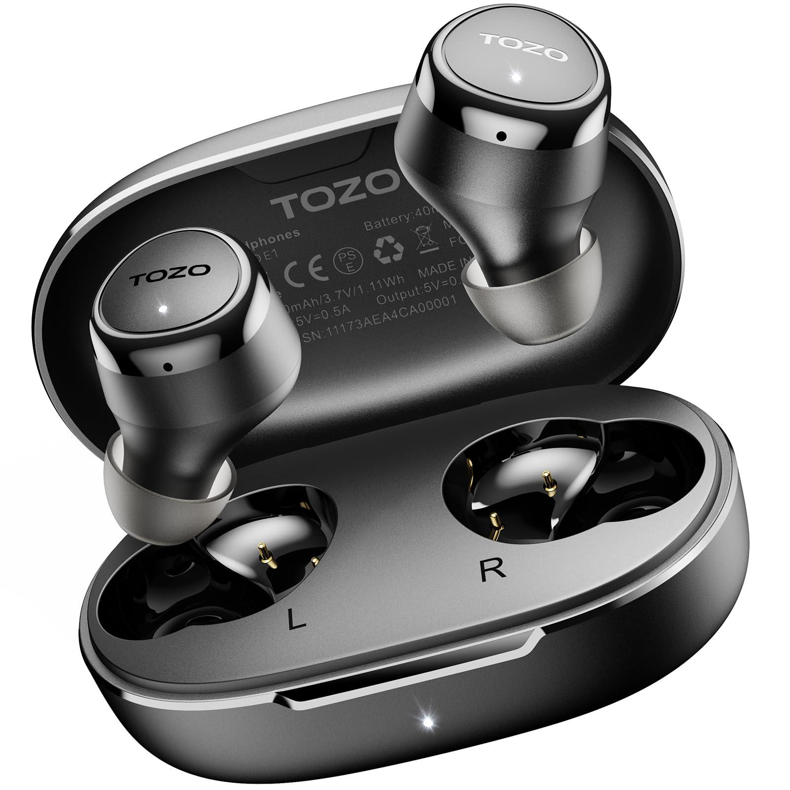TOZO TOZO E1 Wireless Earbuds Build in Mic Clear Calls Ergonomic Light Weight Bluetooth 5.3 in Ear Headphones IPX6 Waterproof Premium Stereo Sound Ear Buds 30H Playtime with 32 EQs via APP, Black