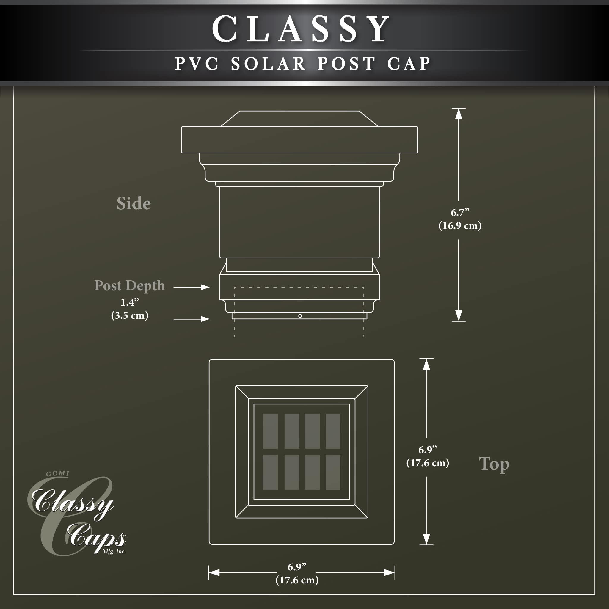 Classy Caps Classy Caps SL074W PVC Solar Post Cap, 4" x 4", White