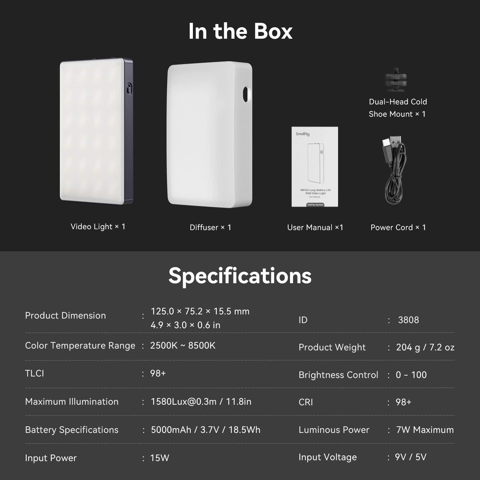SMALLRIG SmallRig P96 LED Video Light and SmallRig RM120 RGB Video Light