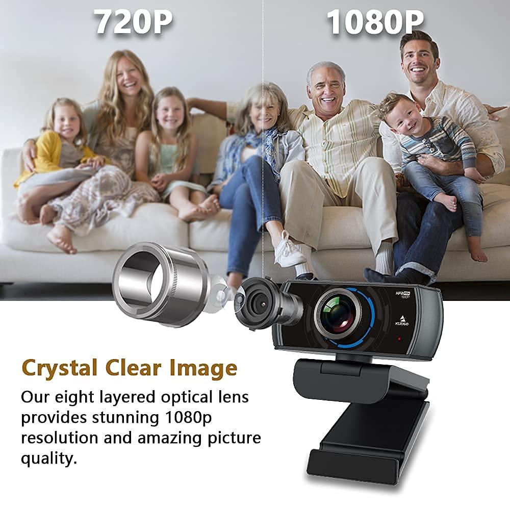 NexiGo NexiGo N980P 1080P 60FPS Webcam with Microphone and Software Control, USB Computer Camera, Built-in Dual Noise Reduction Mics, 120 Wide-Angle for Zoom/Skype/FaceTime/Teams, PC Mac Laptop Desktop
