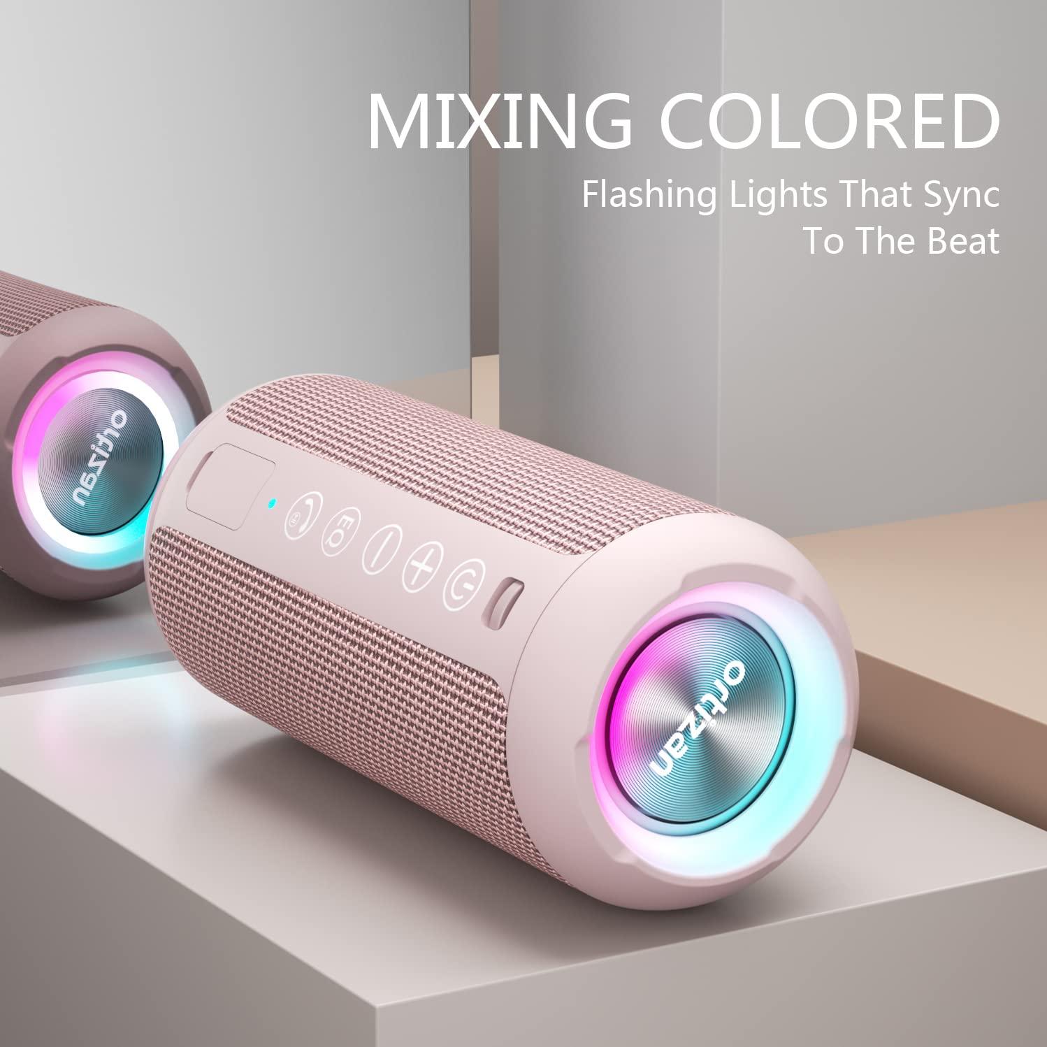 Ortizan Ortizan Portable Bluetooth Speakers, IPX7 Waterproof Wireless Speaker with 24W Loud Stereo Sound, Deep Bass, Bluetooth 5.3, RGB Lights, Dual Pairing, 30H Playtime for Home, Outdoor, Party