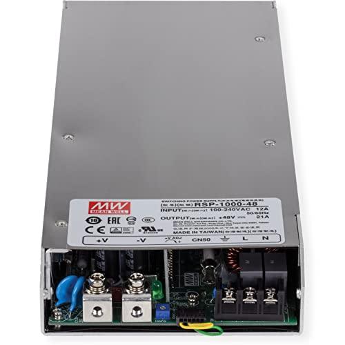 TRENDnet TRENDnet 1000W, 48V DC, 21A AC to DC Industrial Power Supply with PFC Function, TI-RSP100048, Compatible with 4U 19” Rackmount TI-R4U (Sold Separately), Built in DC Fans, UL 508 Approved