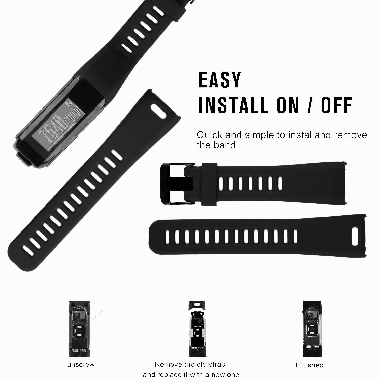 Wizvv Wizvv Bands Replacement Compatible with Garmin Vivosmart HR, Black Strap with Black Metal Buckle Fitness Sport Wristband, Screwdriver Included