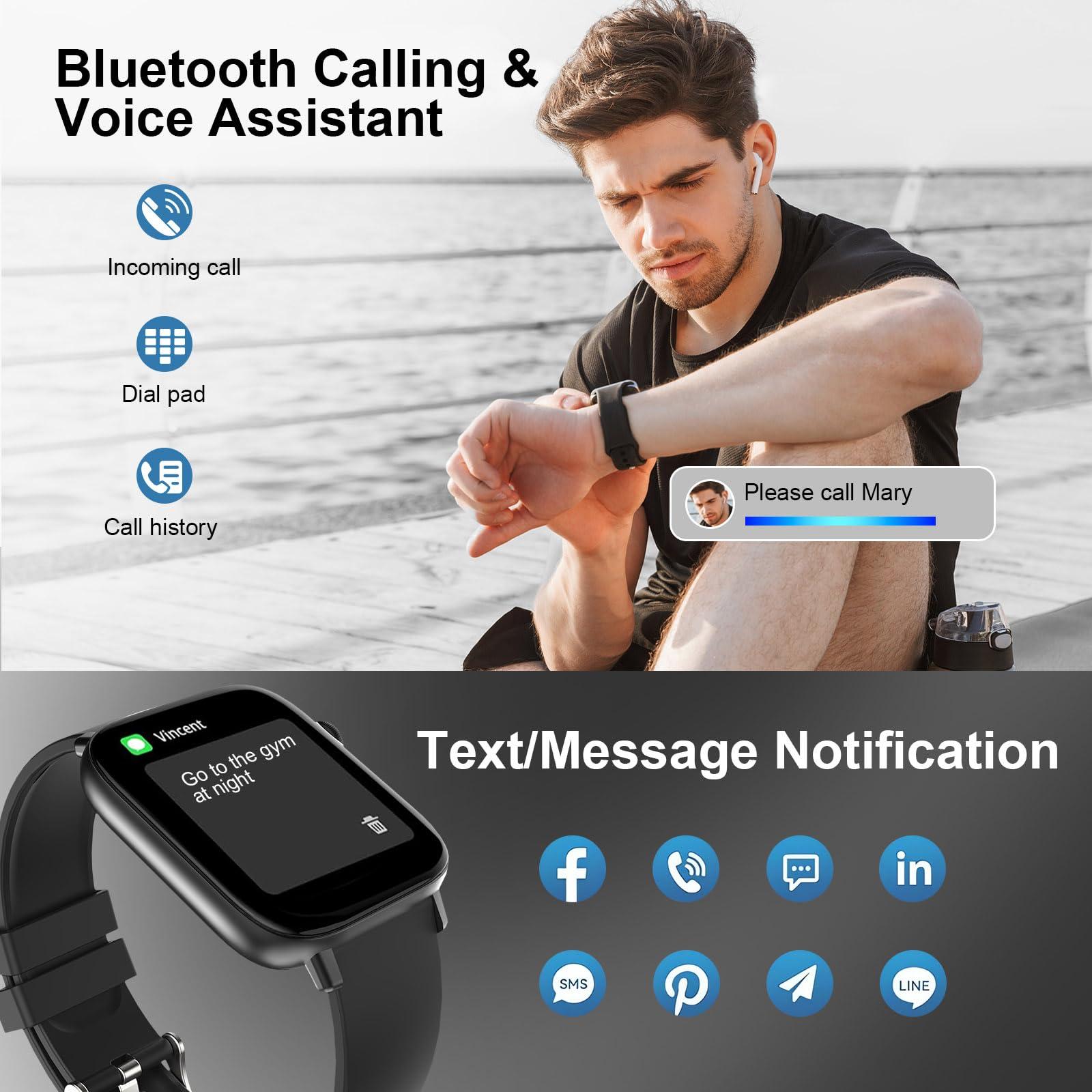 PJYUBVOR PJYUBVOR Smart Watch, 1.90" Smartwatch for Men Women (Answer/Make Calls), Fitness Tracker with 120+ Sport Modes, Heart Rate/Sleep Monitor, IP68 Waterproof Smart Watch for Android/iOS Phones
