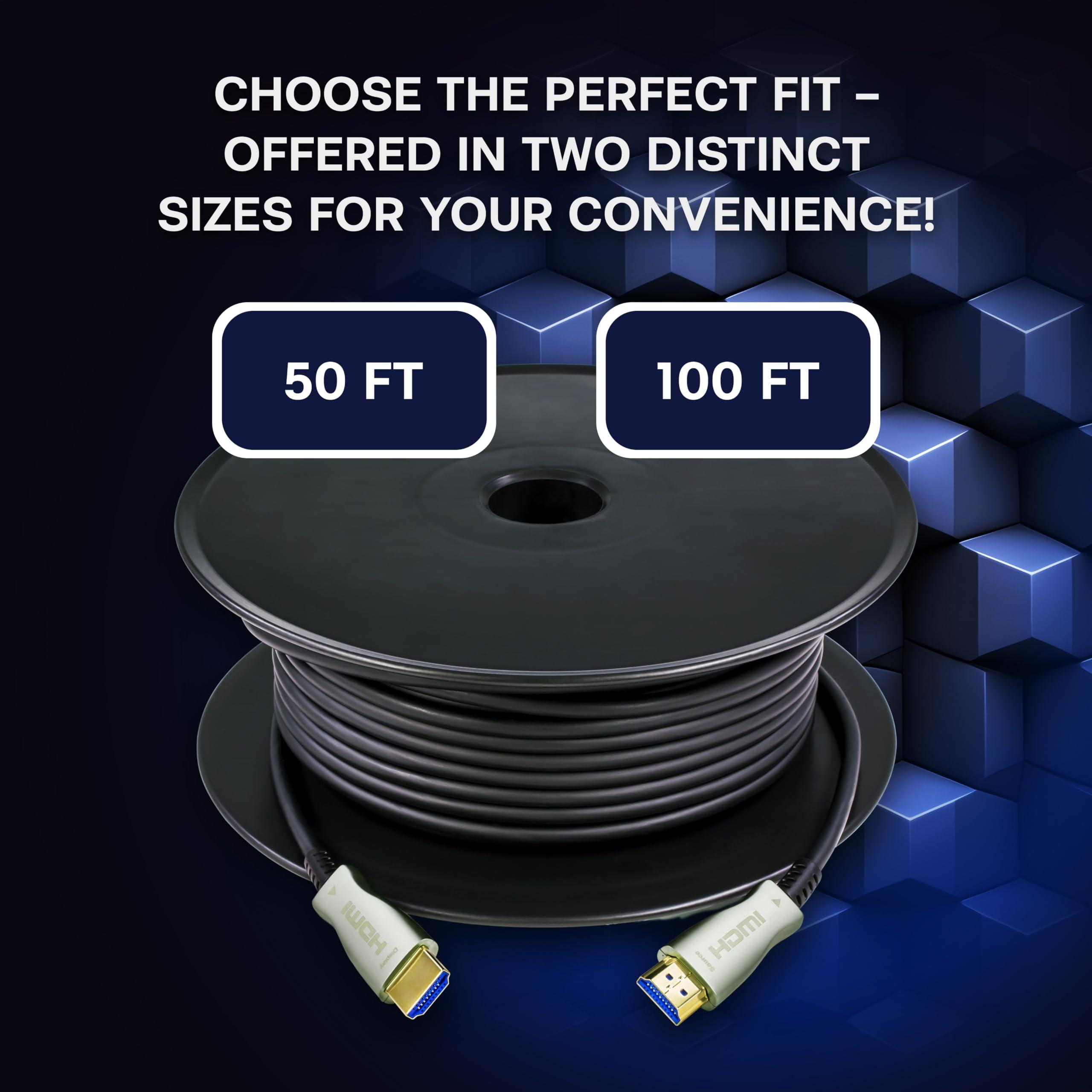 SatelliteSale SatelliteSale Digital High-Speed HDMI 2.0 Fiber Optic Cable 4K/60Hz 18Gbps Black 2160p Universal Wire PVC Cord 50 feet