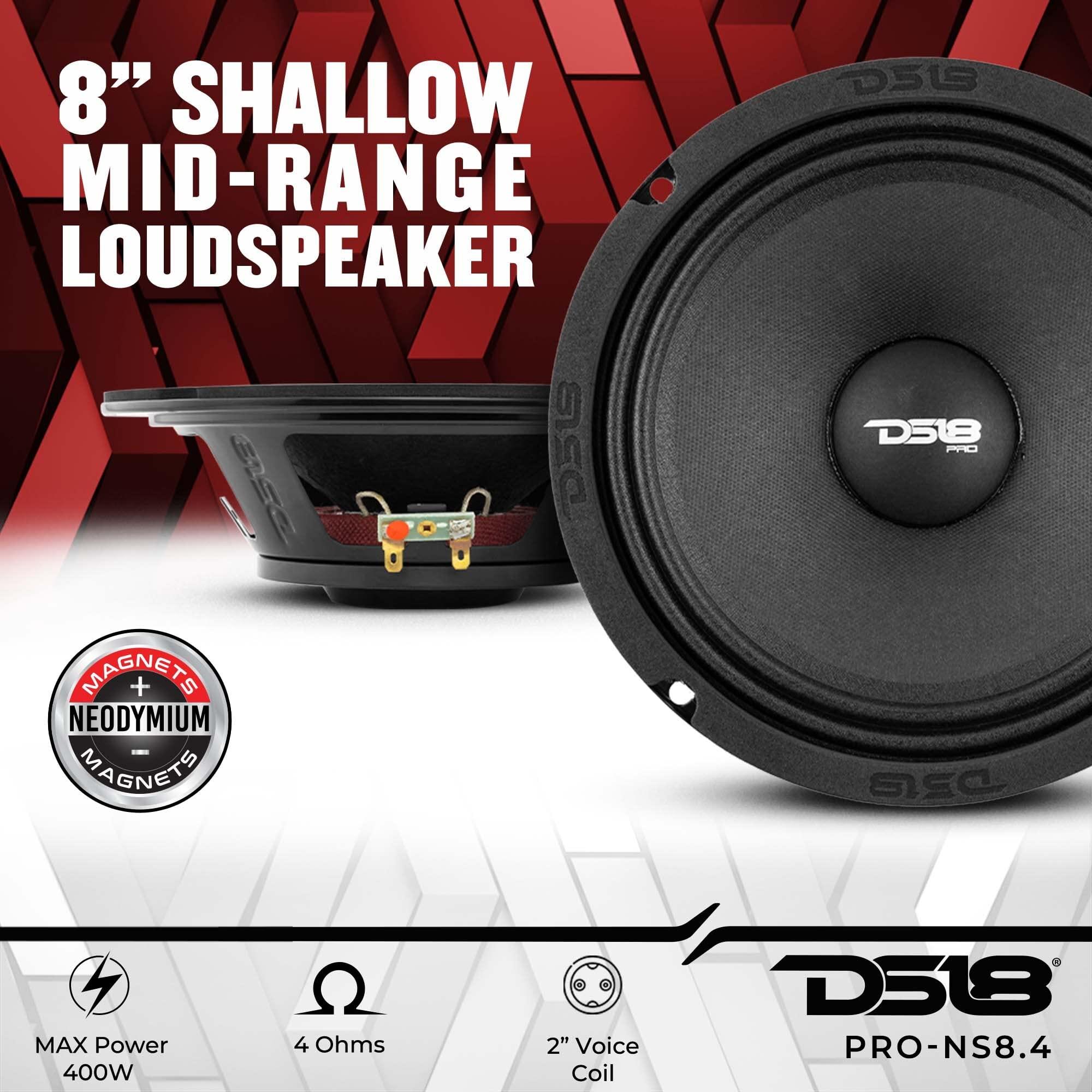 DS18 DS18 PRO-NS6 6.5" Shallow Loudspeaker Car Audio - Midrange, 300W Max, 150W RMS, 8 Ohms, Slim Neodymium Speaker Magnet - Elegant Neodymium Midrange 6.5 Inch Loudspeaker Available (1 Speaker)