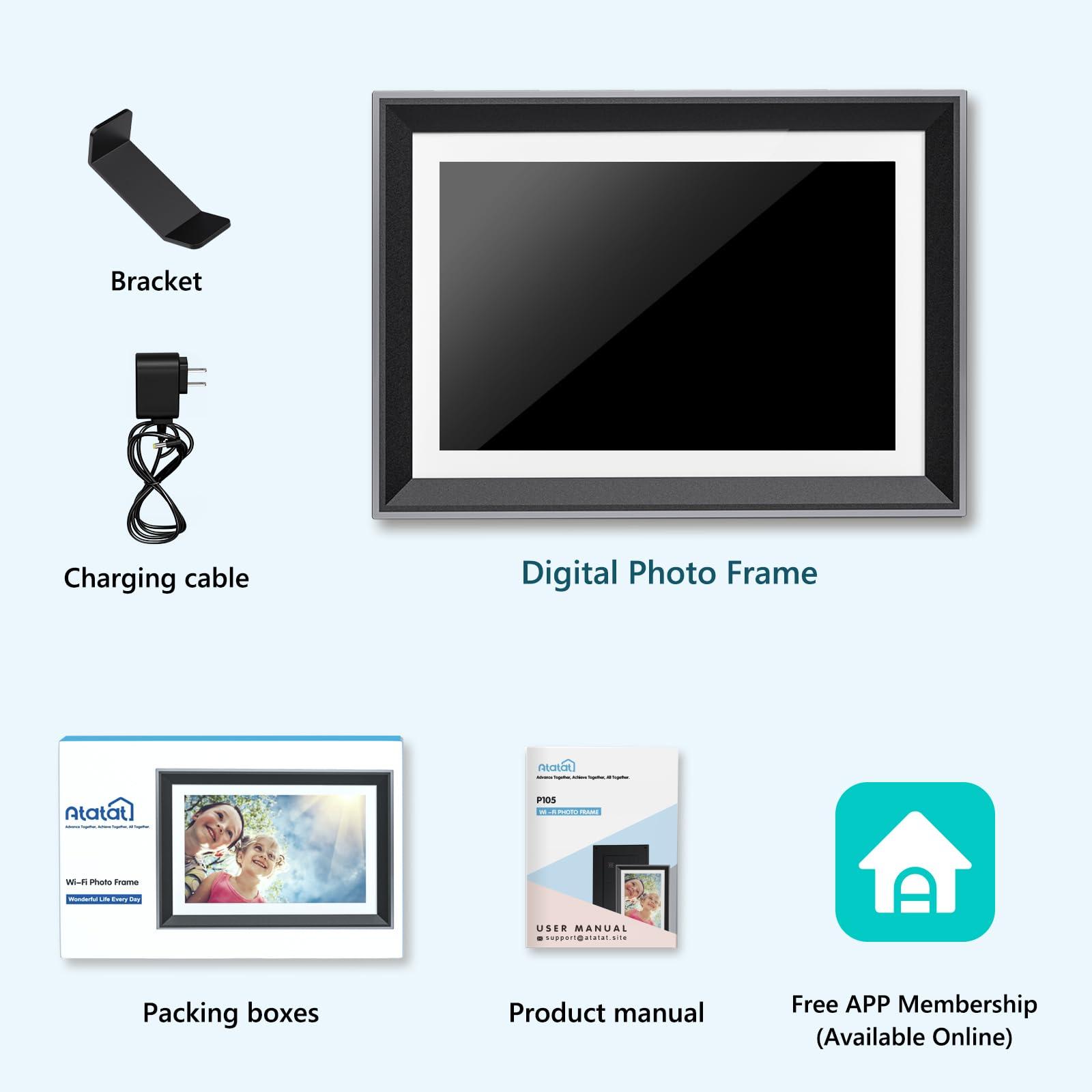 Atatat Atatat 10.1 Inch WiFi Digital Photo Frame, Electronic Smart Picture Frame with IPS Touch Screen, Internal 32GB Storage & Multi-User Binding, Easy Set Up and Instantly Photo Upload via APP or EMAIL