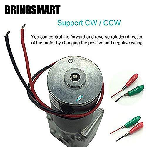 BRINGSMART BRINGSMART 12V 5rpm DC Worm Gear Motor 35kg.cm Self-Locking Reversed Mini Turbine Geared Motor for DIY Robot Rotating Table Door Lock Curtain Machine (12V 5rpm)