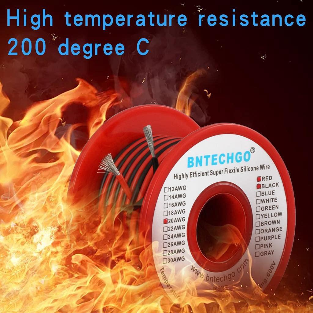 BNTECHGO BNTECHGO 20 Gauge Silicone Wire Spool Red and Black Each 25ft 2 Separate Wires Flexible 20 AWG Stranded Tinned Copper Wire