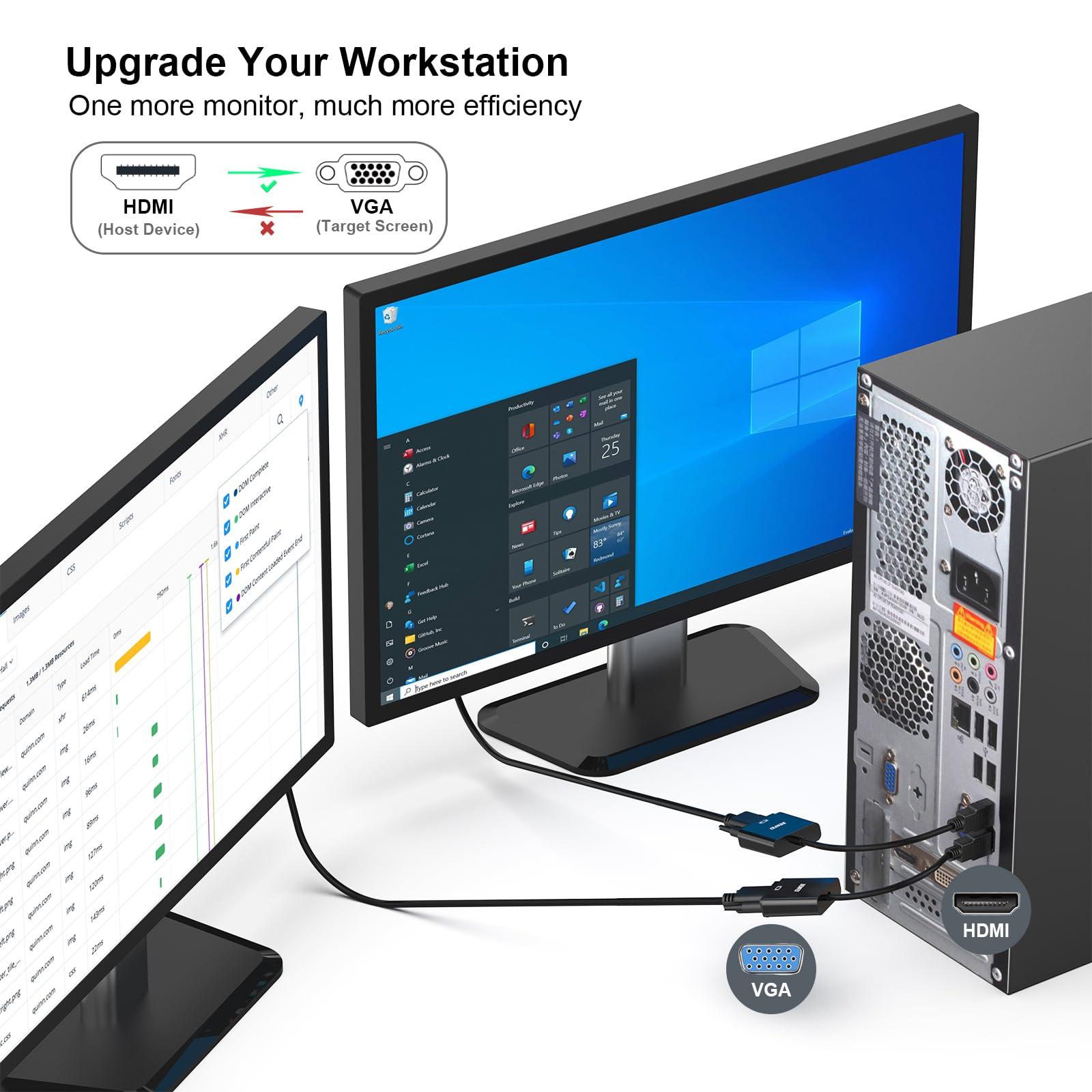 BENFEI BENFEI HDMI to VGA, Gold-Plated Adapter (Male to Female) for Computer, Desktop, Laptop, PC, Monitor, Projector, HDTV, Chromebook, Raspberry Pi, Roku, Xbox and More - Black