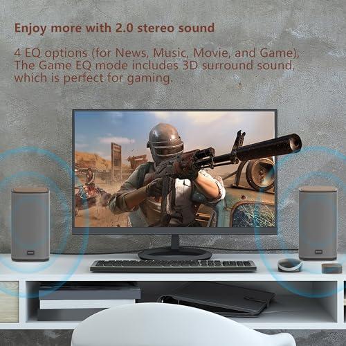 KEiiD KEiiD Bluetooth Computer Speakers with Wireless Touch Control Pod for PC Laptop/Desktop Wireless Stereo Gaming Speakers, 4 EQ Modes, Aesthetic Style, 2024 New Model