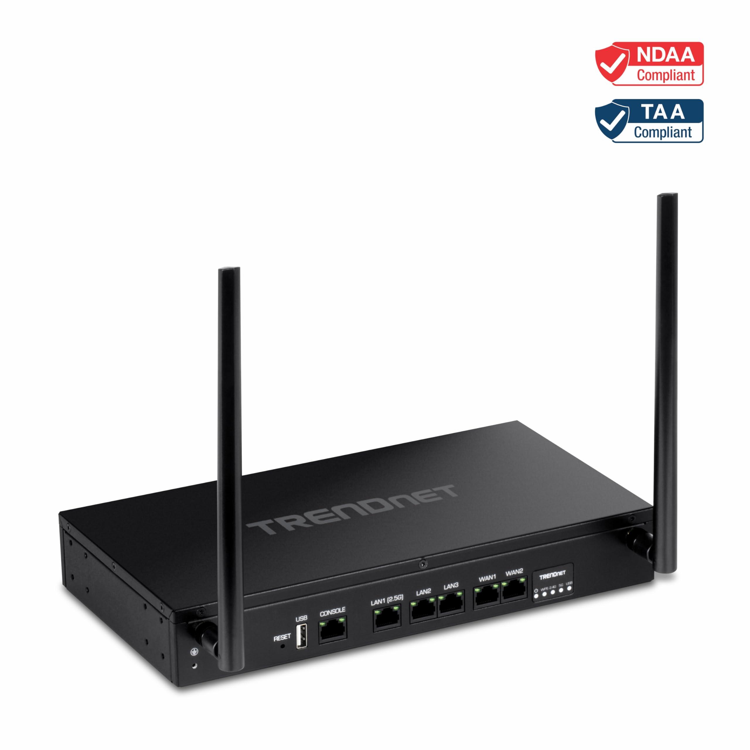 TRENDnet TRENDnet AX1800 Dual-Band WiFi 6 Gigabit Dual-WAN VPN Router, Small Business, Virtual Private Network, Inter-VLAN Routing, QoS, 2.5G Support, Pre-Encrypted Wireless, Black, TEW-929DRU (Pack of 1)