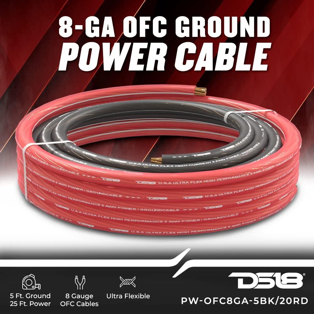 DS18 DS18 PW-OFC8GA-5BK/20RD 8-GA 25ft OFC Ultra Flex Power Wire OFC 8 Gauge, 5ft-Black and 20ft-Red - Power Amplifier Wiring Kit
