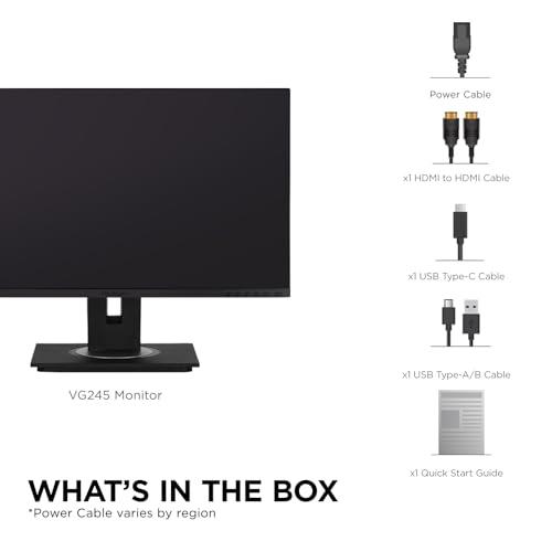 ViewSonic ViewSonic VG245 24 Inch IPS 1080p Monitor Designed for Surface with Advanced Ergonomics, 60W USB C, HDMI and DisplayPort