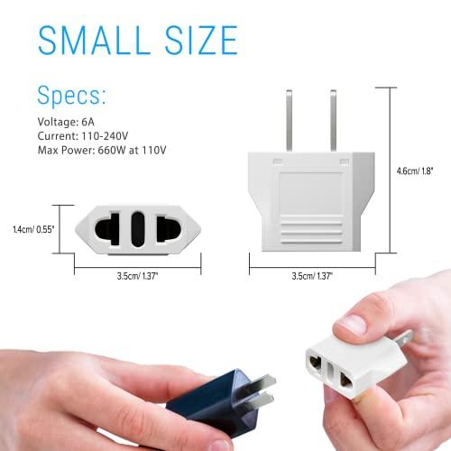 Unidapt Unidapt US Plug Adapter, European to USA Travel Plug Adapter, Europe to America, Mexico, Japan, Canada Power Outlet Adapters Wall Plugs, Type A 4-Pack White
