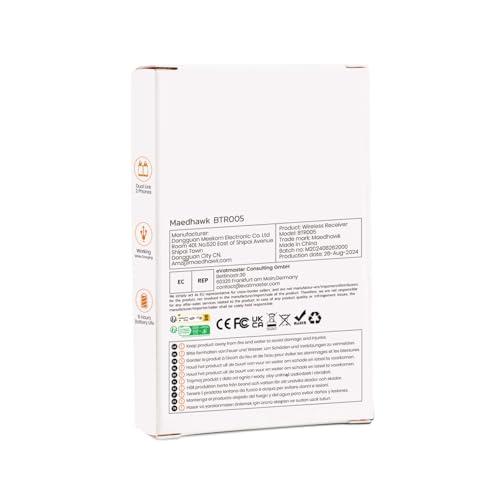 MaedHawk Bluetooth 5.0 Receiver, MaedHawk Bluetooth Aux Adapter Portable Wireless Audio Car Kit with 3.5mm Jack for Home Music Streaming Stereo Headphones Speakers