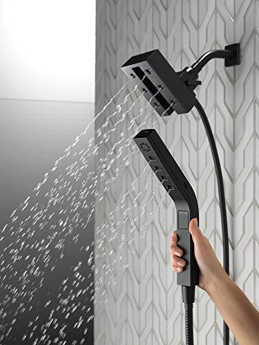 DELTA FAUCET Delta Faucet 4-Spray Touch-Clean H2Okinetic In2ition 2-in-1 Dual Hand Held Shower Head with Hose and Magnetic Docking, Matte Black 58473-BL, 1.75 GPM Water Flow