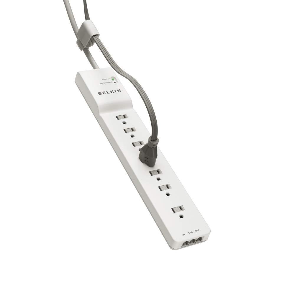 Belkin Belkin Power Strip, Belkin Surge Protector with 7 AC Multiple Outlets, 6 ft Long Heavy Duty Extension Cord for Home, Office, Travel, Laptop, Computer Desktop & Phone Charger - White (2320 Joules), 6\'