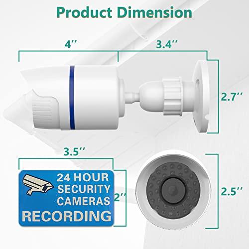 WALI WALI Dummy Fake Camera, Surveillance Security CCTV Dome Camera, Indoor Outdoor Camera, with One LED Light, Security Alert Sticker Decals (TC-W2), 2 Pack, White