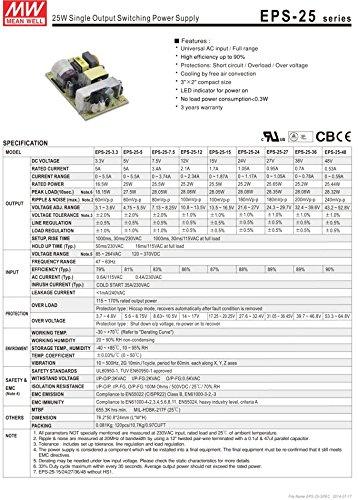 MEAN WELL Industrial Open Frame 25.65W 27V 0.95A EPS-25-27 Meanwell AC-DC SMPS EPS-25 MEAN WELL Switching Power Supply 3" x 2"