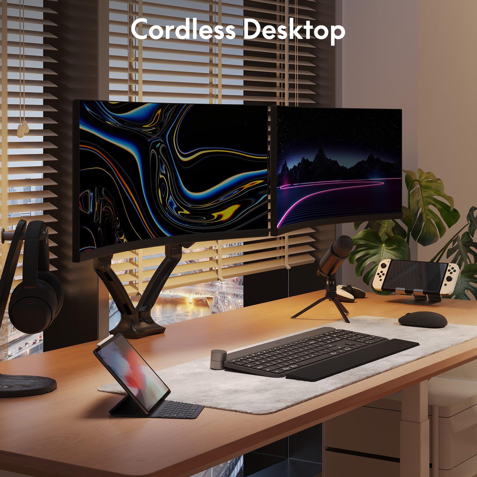 FLEXISPOT FlexiSpot Dual Monitor Stand for Desk Adjustable Spring Monitor Arm Desk Mount Hold up to 3.3 to 11lbs Vesa Dual Monitor Mount with C Clamp for 10 to 27 Inch Computer Screens