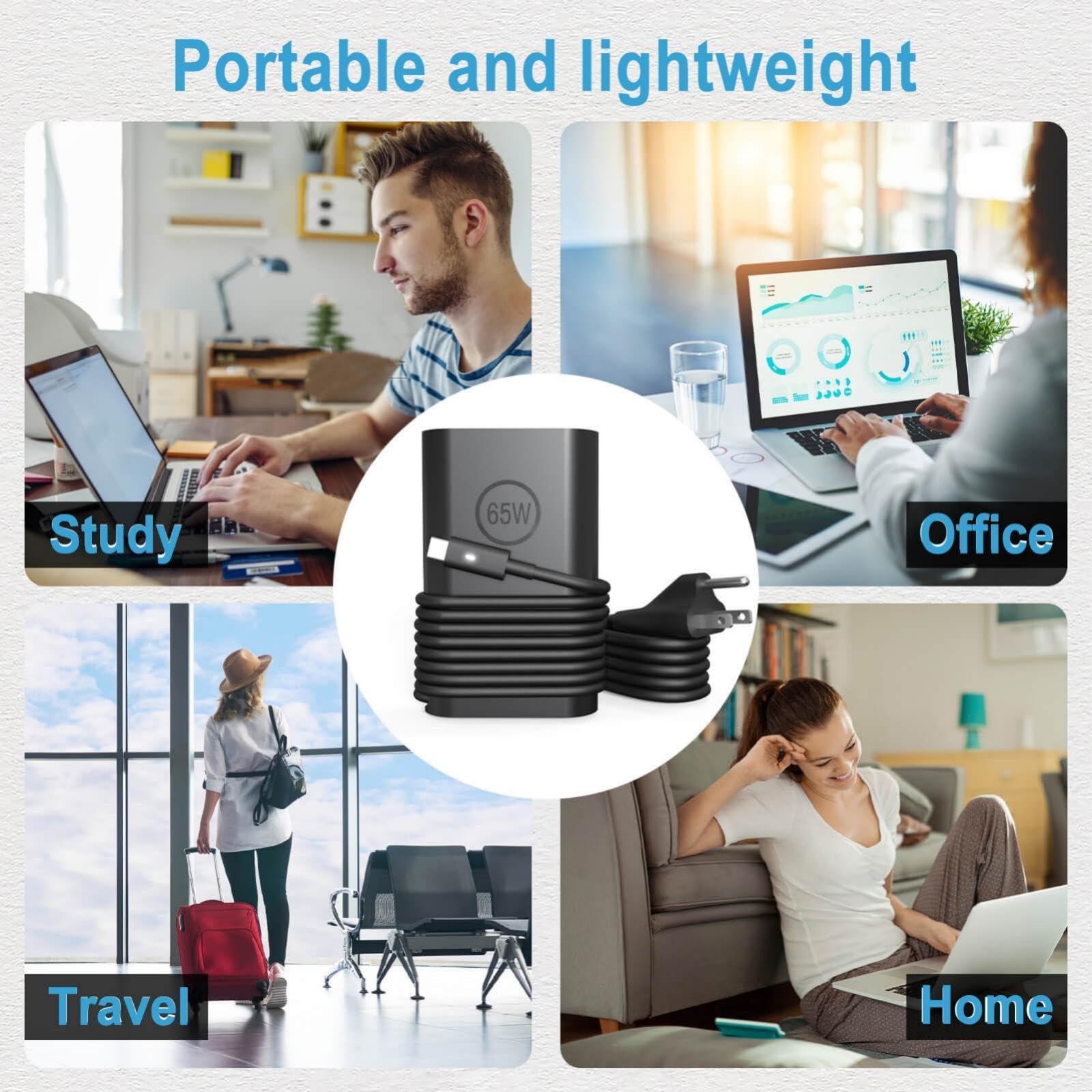 HBONY 65W 45W USB C Laptop Charger for Dell Computer Latitude 5420 7420 5520 5440 5540 7440 5430 7430 5530 5450 5550 3550 7450 3450 7650,Type C AC Adapter Power Cord for XPS 13 Chromebook 3100