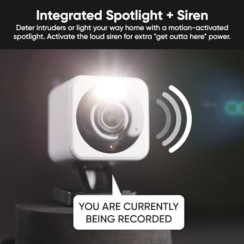 WYZE WYZE Cam v4, 2.5K QHD WiFi Indoor/Outdoor Smart Home Security Camera, Pet/Baby Monitor, Motion Activated Spotlight/Siren, Color Night Vision, 2-Way Audio, Works with Alexa & Google, Free Expert Help