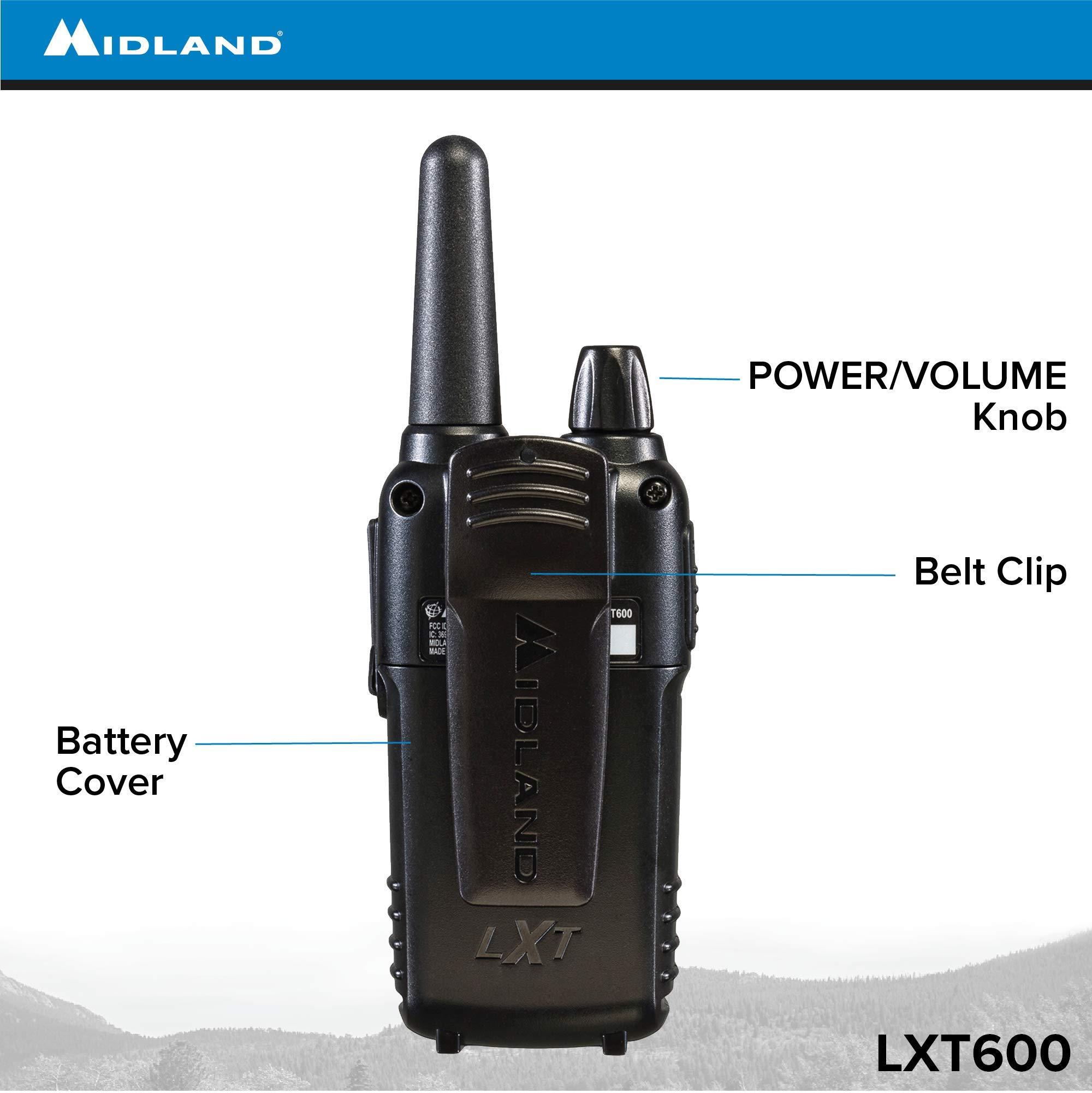 Midland Midland LXT600VP3 36 Channel FRS Two-Way Radio - Up to 30 Mile Range Walkie Talkie - Black (Pack of 6)
