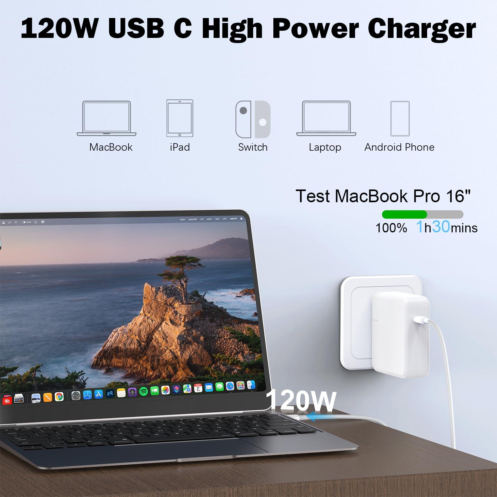 BlueOrigin Mac Book Pro Charger - 120W USB C Fast Charger Adapter Compatible with MacBook Pro & MacBook Air 13, 14, 15, 16 inch, iPad Pro, Samsung Galaxy and All USB C Device