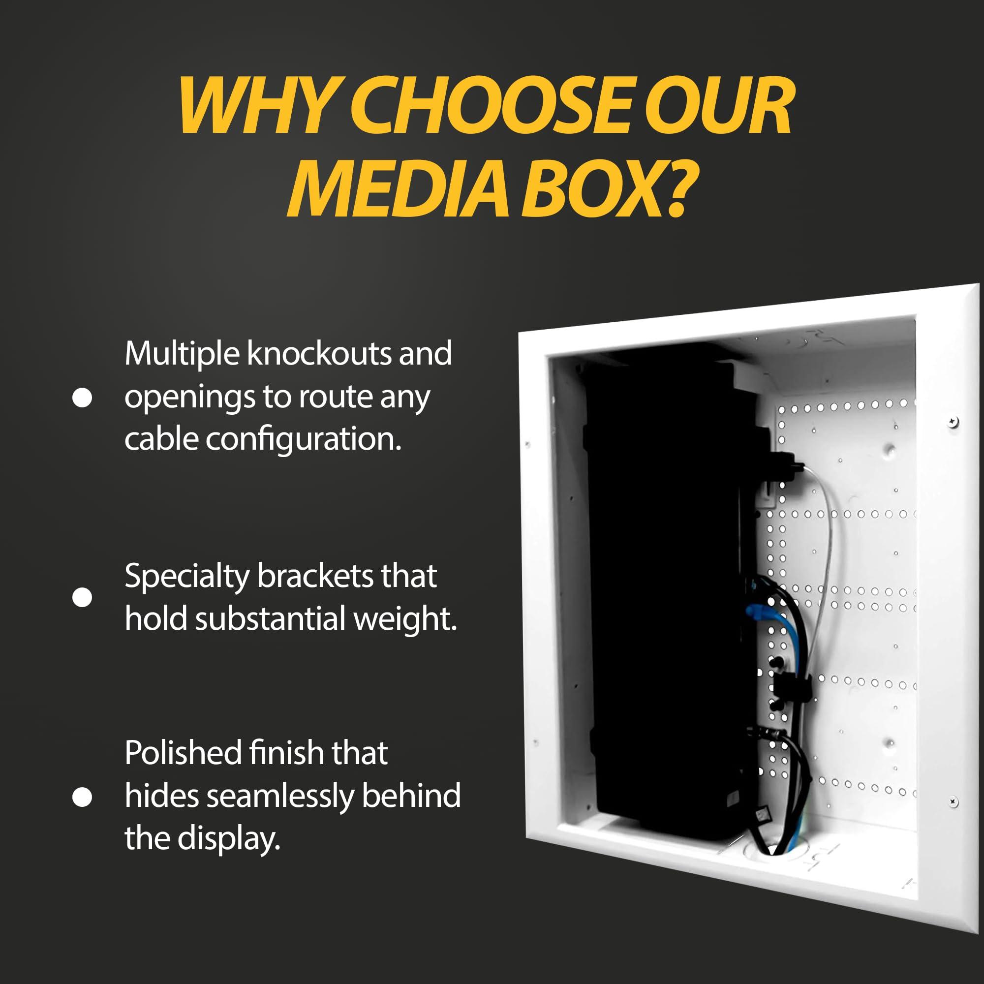 DATA COMM DataComm Electronics 45-8017-1 Multi-Functional Recessed Media Box For Seamless Home & Office Connectivity Solutions, In Wall Box, Hides TV Outlet & Cables (No Receptacle)