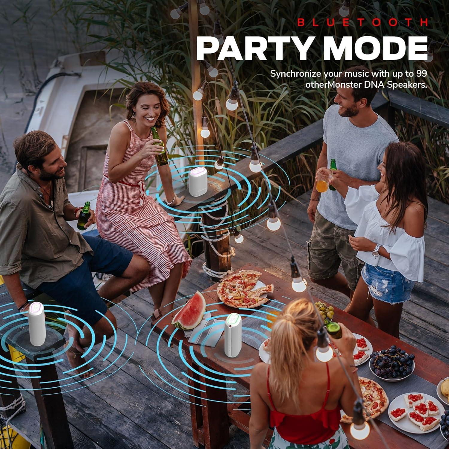 Monster Monster DNA Max Portable Bluetooth Speaker, Loud Speaker with 360 Bass Sound and 10W Wireless Charging Pad, IP67 Waterproof - Indoor and Outdoor Use