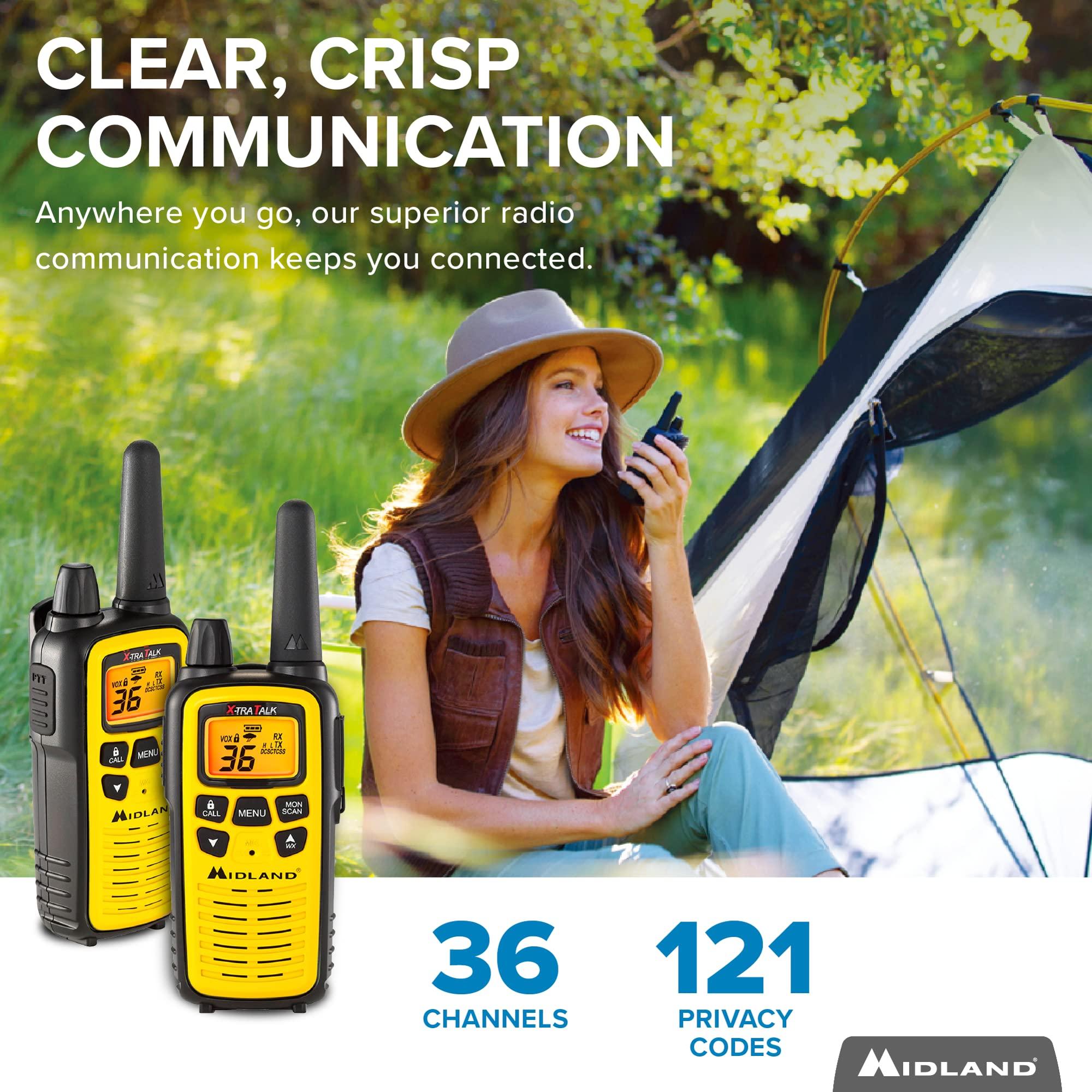 Midland Midland - LXT600VP3 Long Range Walkie Talkie - FRS Two-Way Small Business Radio Rechargeable Portable- UTV Accessories with NOAA Weather Scan + Alert, and 36 Channels (Yellow/Black, 2 Radios)
