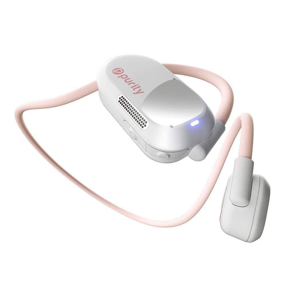 Purity Purity Air Open Ear Headphones - True Air Conduction Wireless Bluetooth Open Ear Earbuds with Dual Mic for iPhone/Android - Secured Long Wearing Comfort, Sports Sweat Resistant (White/Chalk Pink)