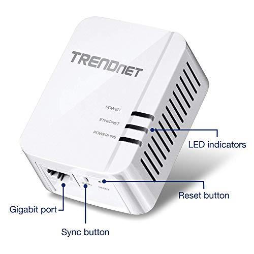 TRENDnet TRENDnet Powerline 1300 AV2 Adapter Kit, Includes 2 x TPL-422E Powerline Ethernet Adapters, IEEE 1905.1 & IEEE 1901, Gigabit Port, Range Up To 300m (984 ft), Simple Installation, White, TPL-422E2K